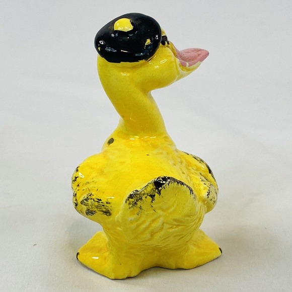 Vintage Ceramic Anthropomorphic Yellow Duck in Hat Figurine 3.5" - Picture 4 of 5